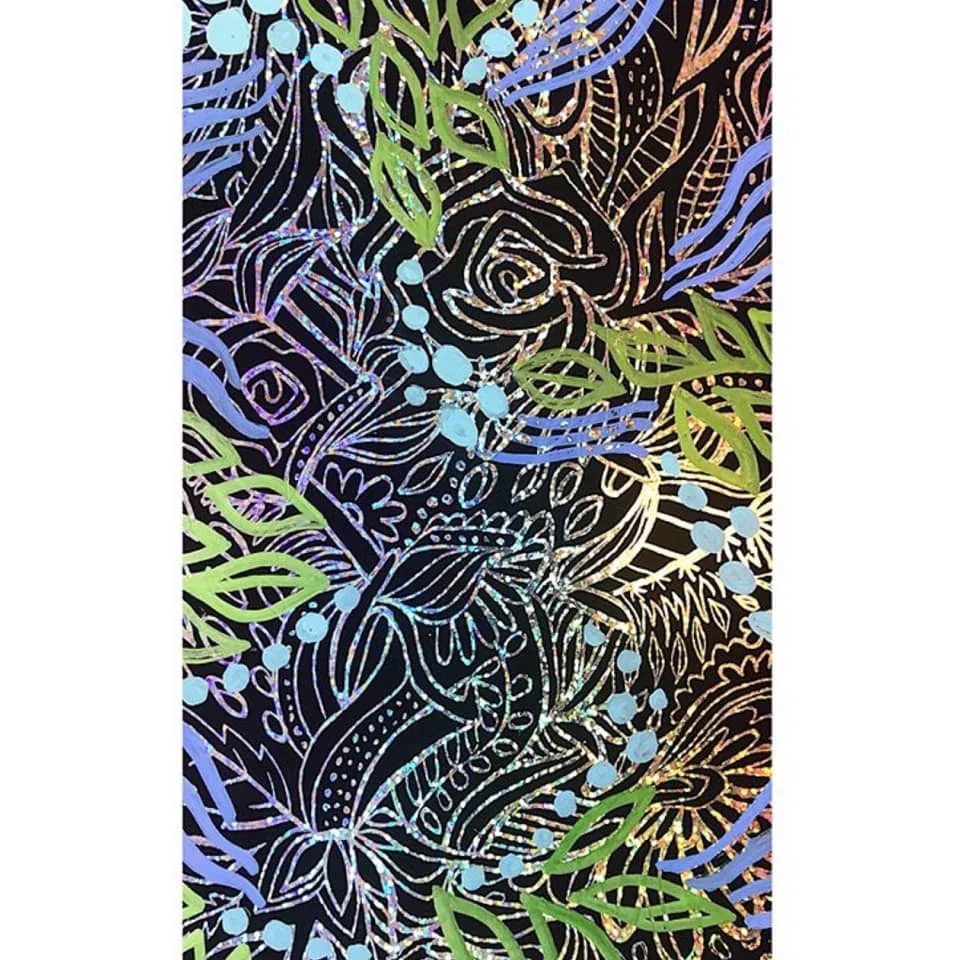  (sold) 5”x8” Silver Holographic Scratch board &amp; Acrylic. 