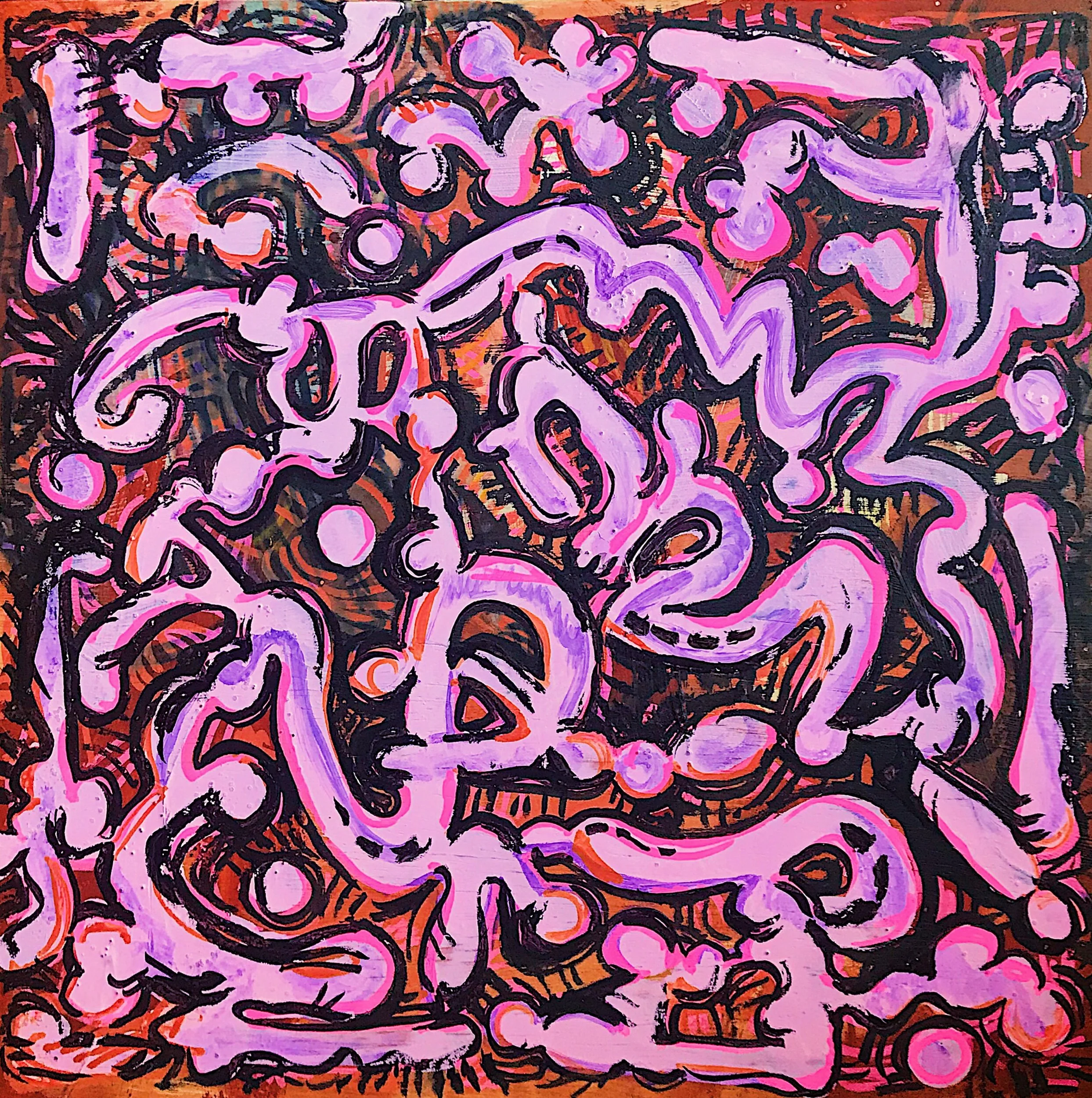  (SOLD) 12”x12” Ink &amp; Acrylic on wood panel. 