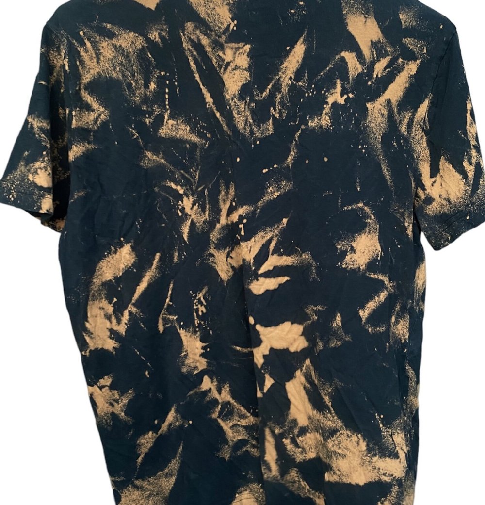 Lacoste black custom bleach dyed vintage v-neck tee (sz: sm