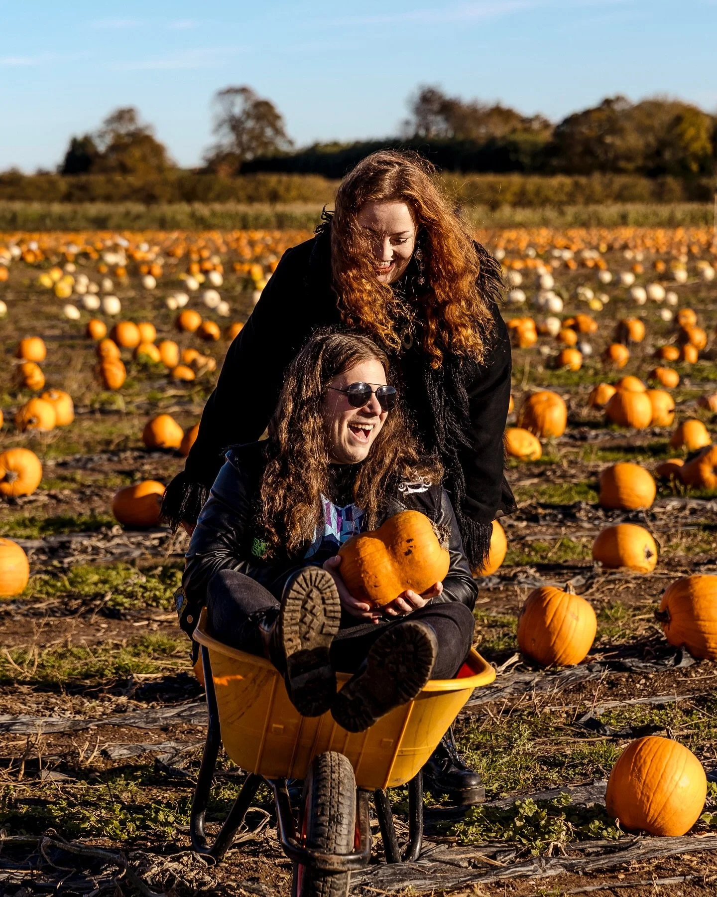 Pumpkins (obvs), giggles, and a bit of wheelbarrow carnage! 🎃⚡️

I had so much fun with these two on their pre-wedding shoot.  Totally my kind of vibe from the get-go!

Can&rsquo;t wait for their woodland wedding next Spring with all the Twilight-y 