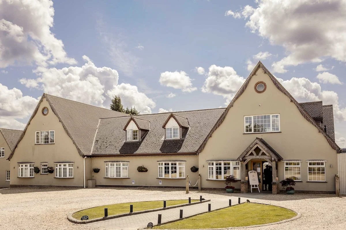 Front entrance view of Leicestershire wedding venue Badgers Mount Hotel in Elmsthorpe