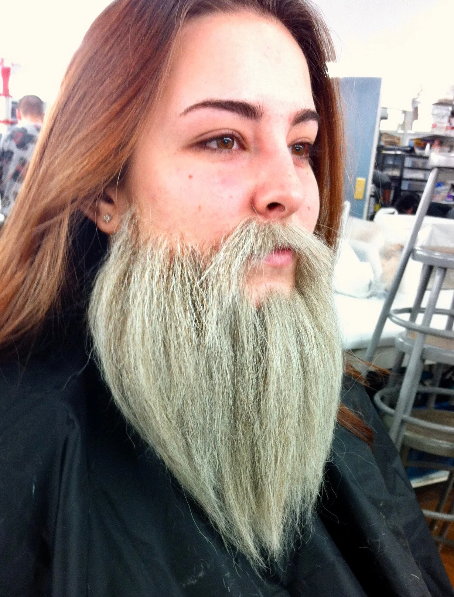  Hand-layed beard and mustache. Straighter texture. 