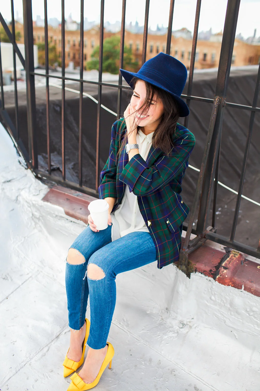  Sun, sun, sun, here it comes.&nbsp;Thanks for stopping by!  Photography by  Maria Doka Photo   Blazer: Torn by Ronny Kobo (similar  here  and  here ) / Shirt: Zara (similar  here &nbsp;and  here ) / Jeans: Zara (similar  here  and &nbsp; here ) Shoe