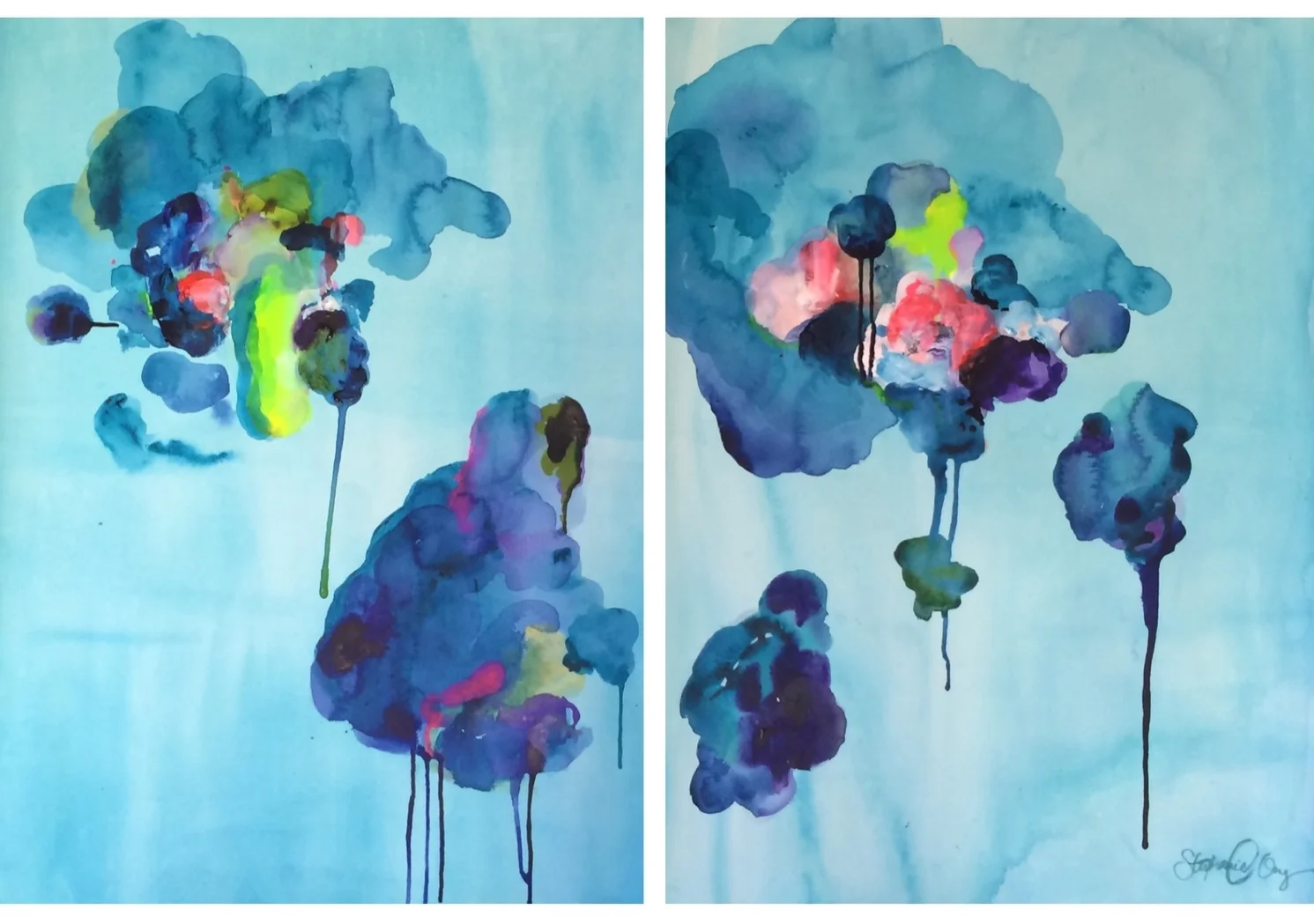 Untitled 22" x 30" each (diptych) acrylic on watercolor paper SOLD