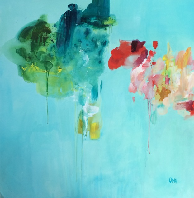 IN TWO PLACES 48" x 48" acrylic on canvas SOLD