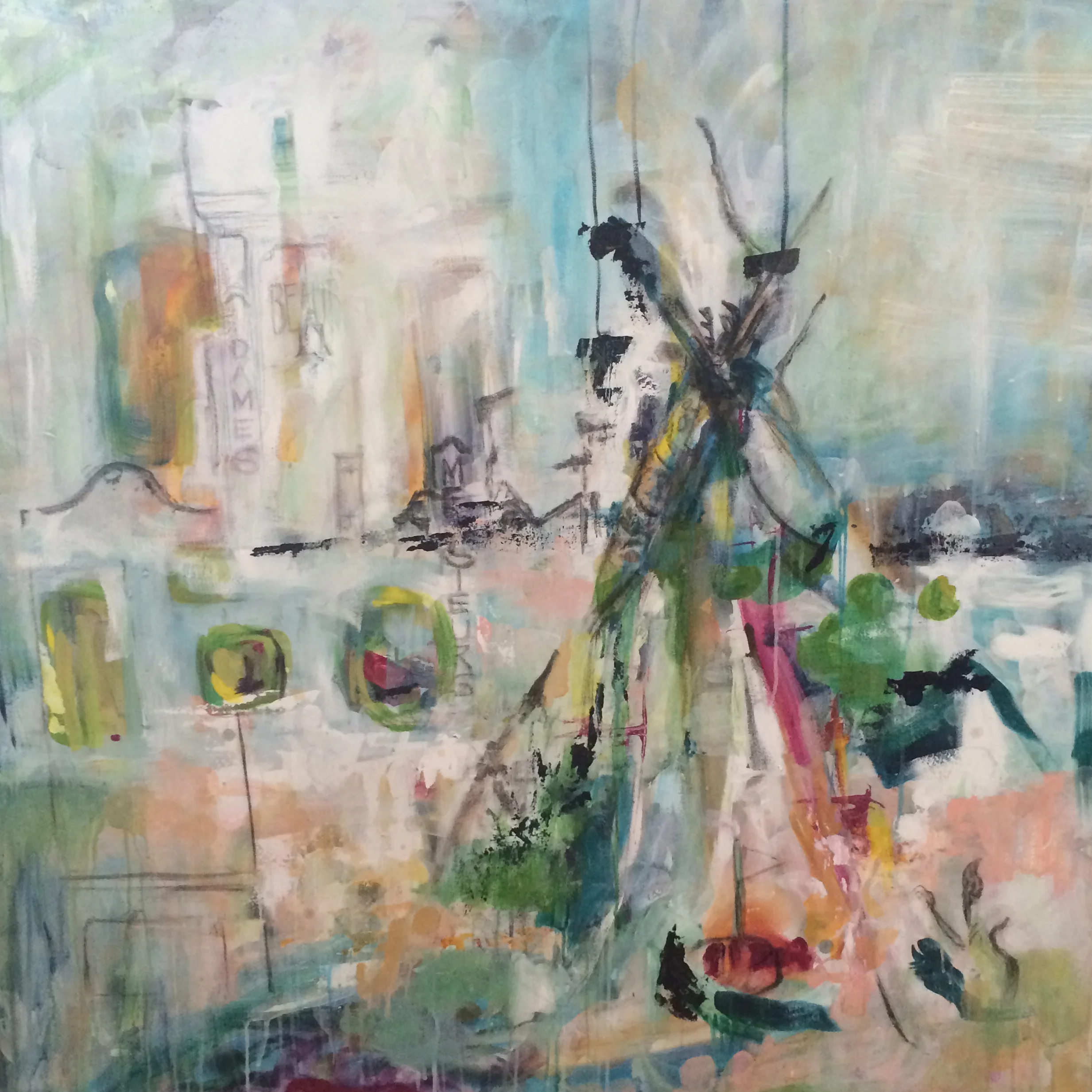 Teepee 48" x 48" acrylic, charcoal on canvas SOLD