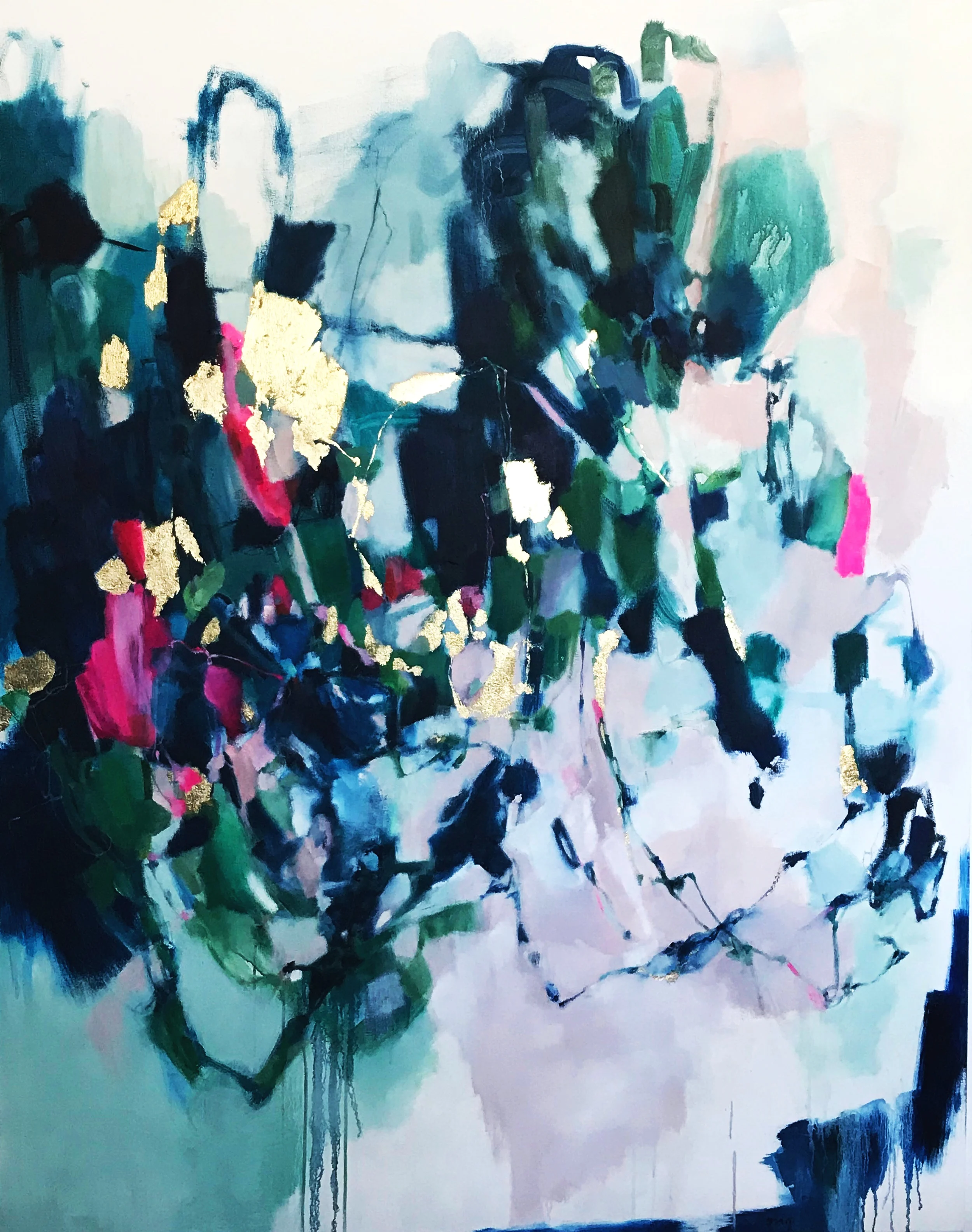 ROLLED DOWN 60 in. x 48 in. oil, gold leaf on canvas SOLD