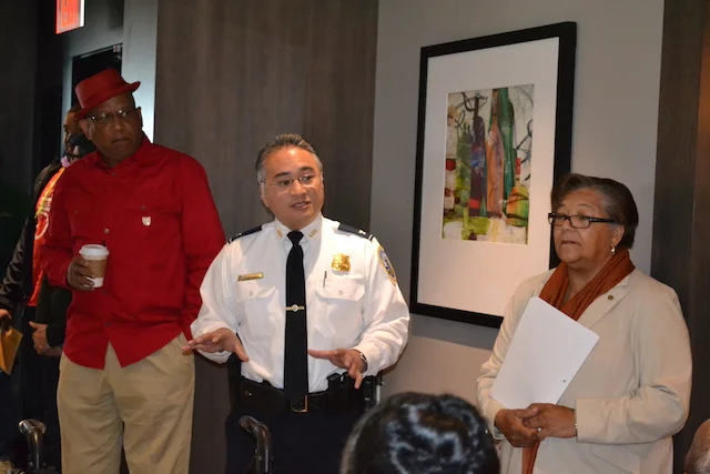 4D Commander Wilfredo Manlapaz responding to a resident question. (I have to give a shout for ANC 4C Commissioner Taal-Ib Dinn's outfit. outstanding!