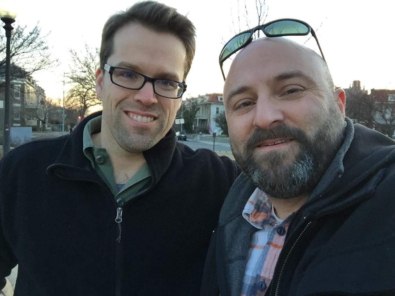   Rob Mandle&nbsp;poses for the obligatory selfie with Drew. 3/18/15  