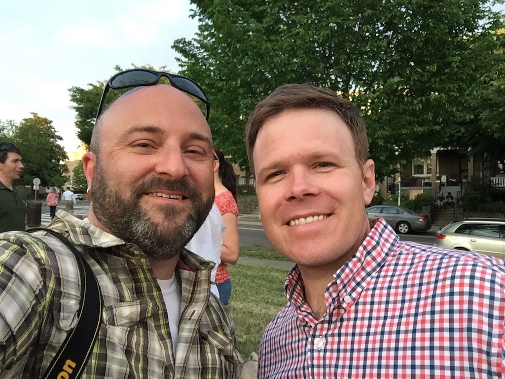   Russ Breckenridge poses for a selfie with Drew at the Southwest Petworth Lemonade Social.    May 27, 2015  