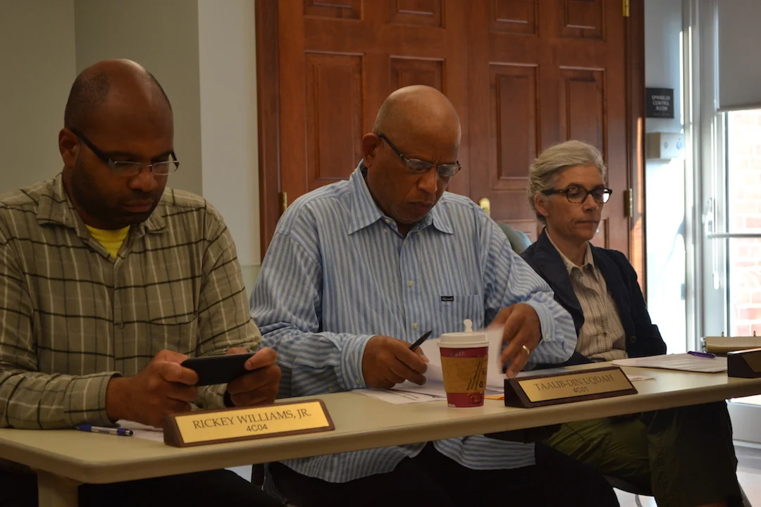 Commissioners Rickey Williams (4C04), Taalib-Din Uqdah (4C01) and new Commissioner Elisa Irwin (4C03)