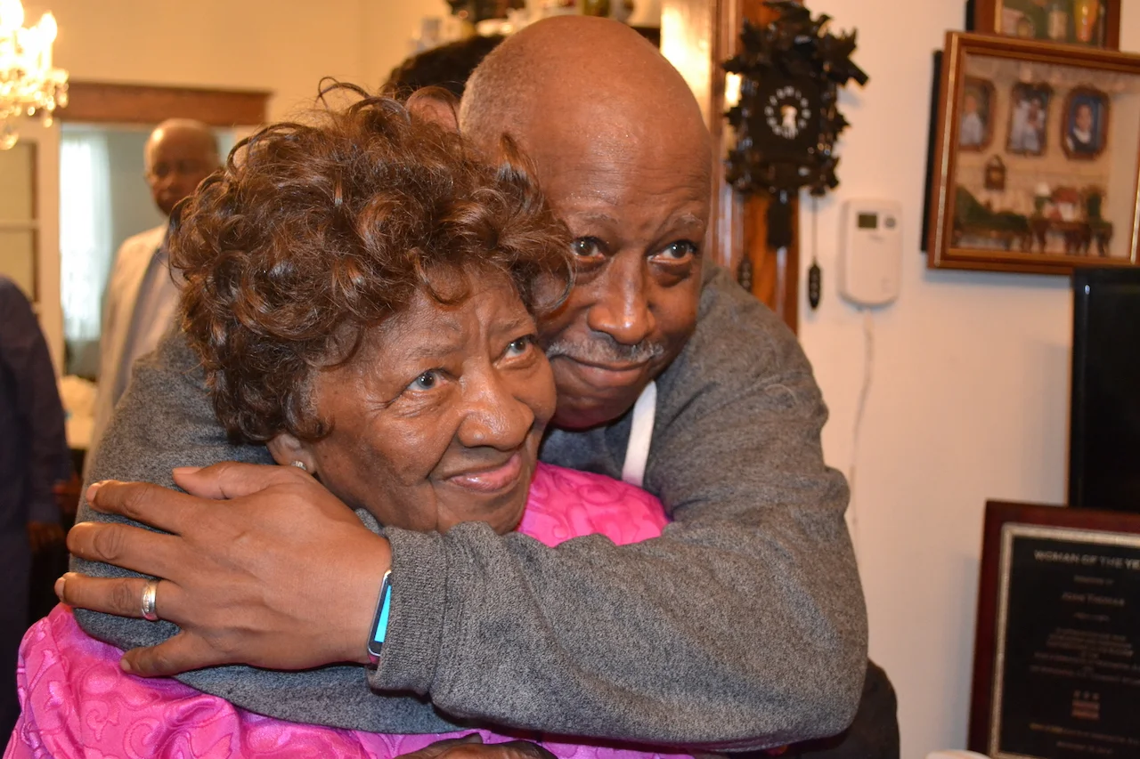 Joan Thomas with her son, Donald.
