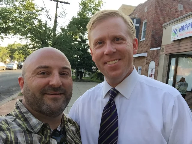 DDOT Director Leif Dormsjo poses for a selfie with Drew along Kennedy Street