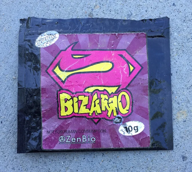A bag of synthetic cannabinoids I found on the street in Petworth.