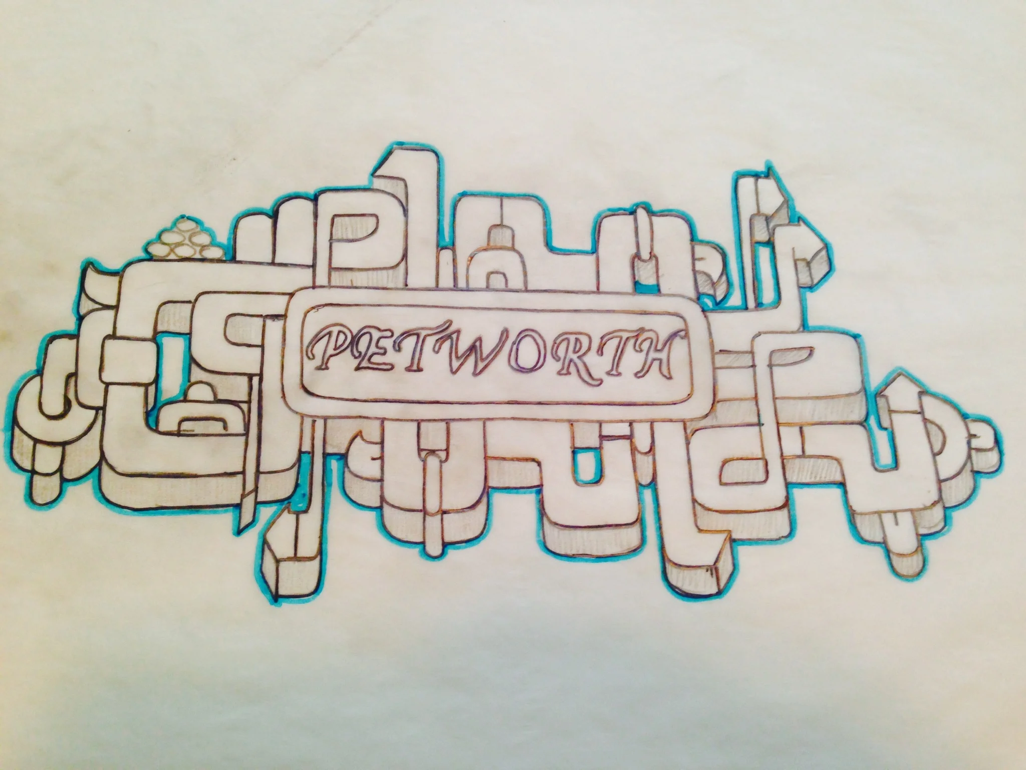 An early sketch of the logo. Courtesy Juan Pineda .