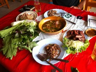 Laab, muu yang and veggies (courtesy Alex McCoy)