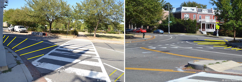 My suggestion to DDOT on new striping to increase driver awareness and pedestrian safety.
