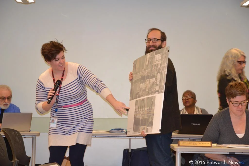 Commissioner Teutsch was nice enough to act as an easel.