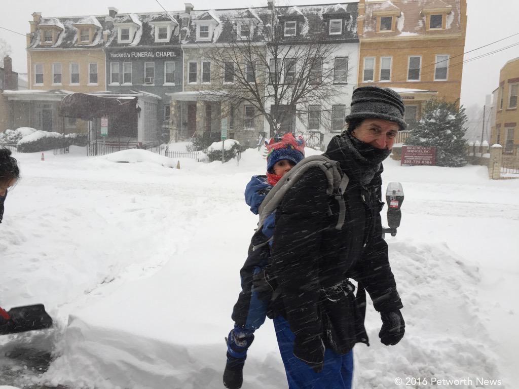  A great way to travel in a blizzard... backpack. 