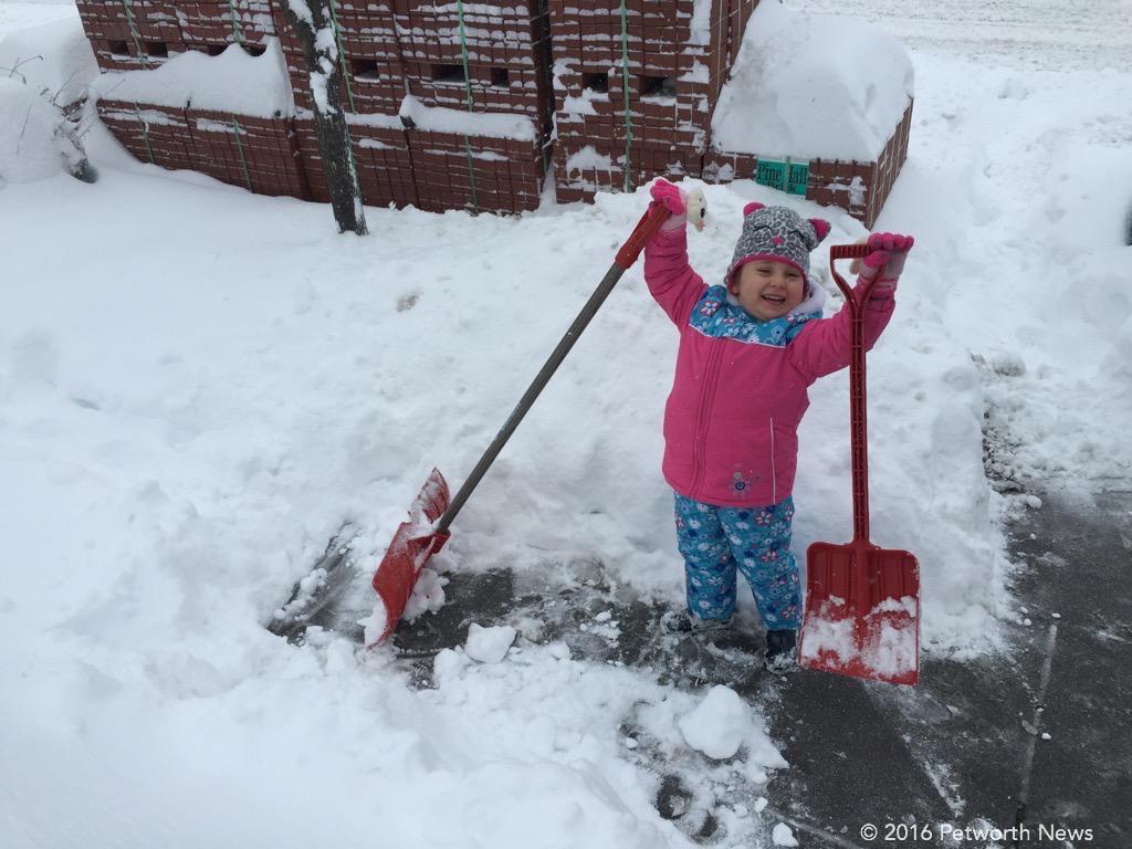  She laughs at you people using only one shovel! 