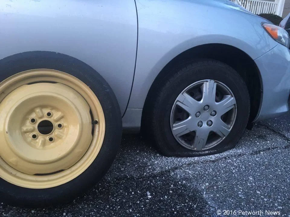 When going "snow crazy" means slashing 17 tires