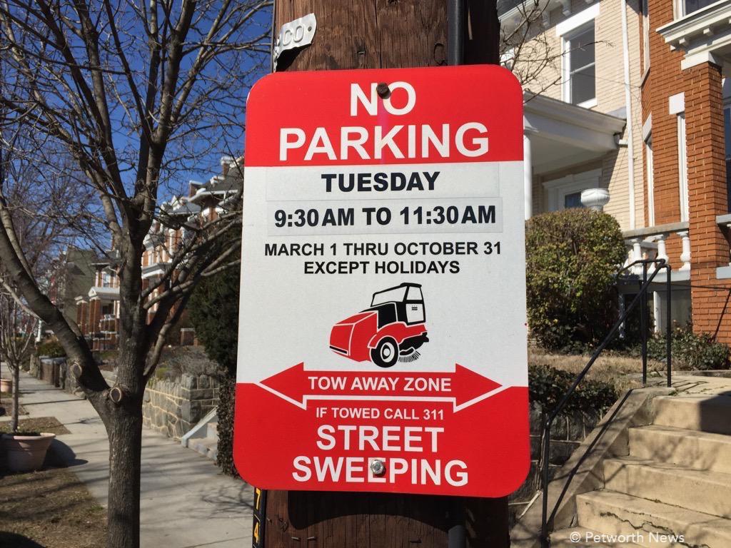 Look for one of these signs on your street to see which day is your street cleaning day.