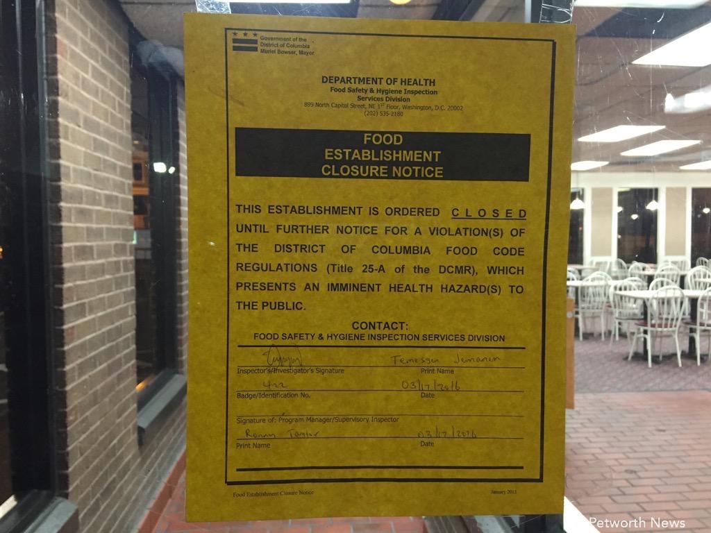 Department of Health notice posted on Thursday, March 17, 2016