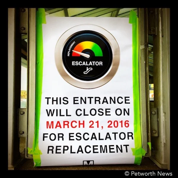 Sign on the east entrance to the Georgia Avenue / Petworth metro