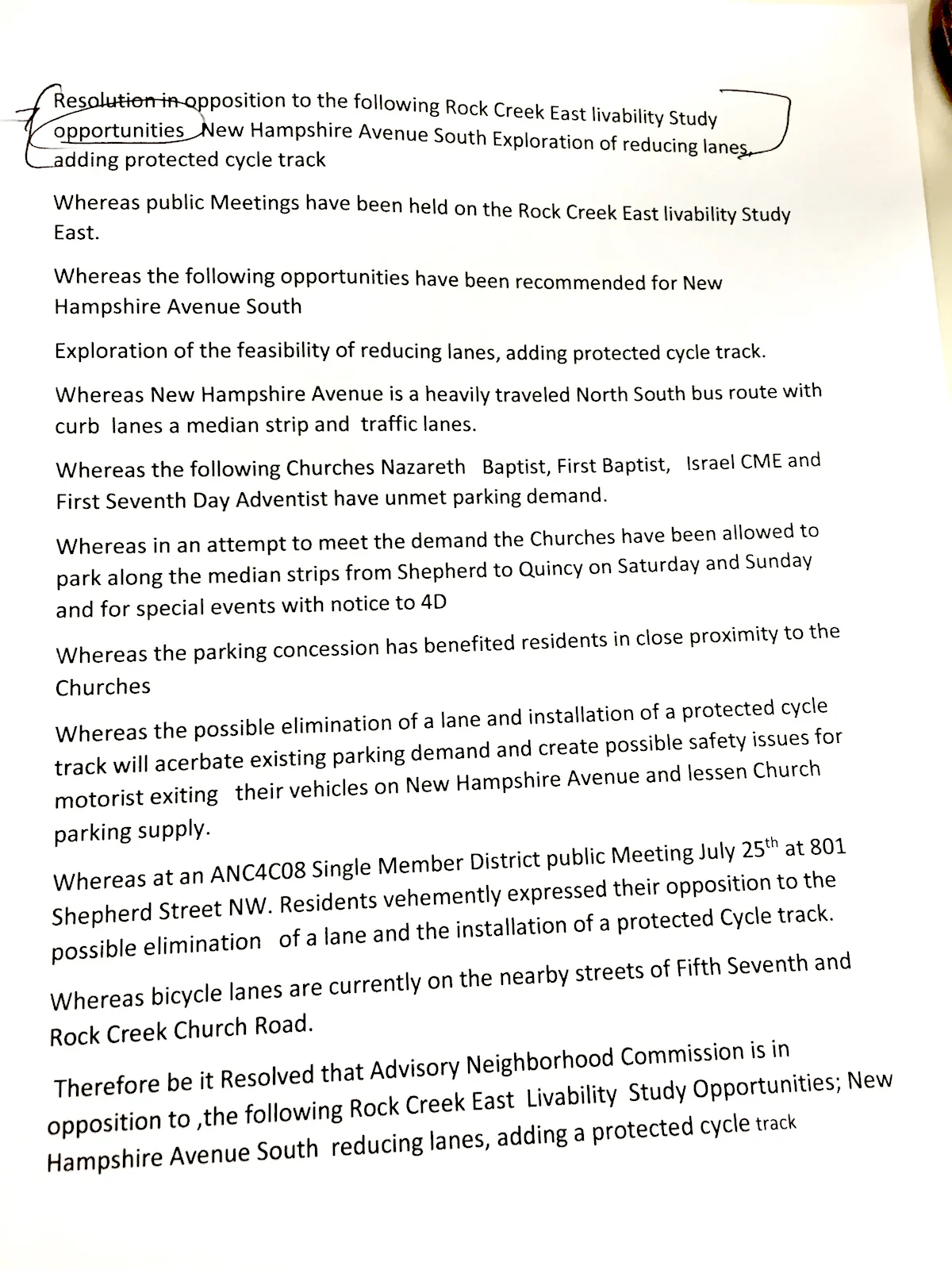 We snagged a printed copy of the resolution ( scribbles are from someone else ). Enlarge to view. 