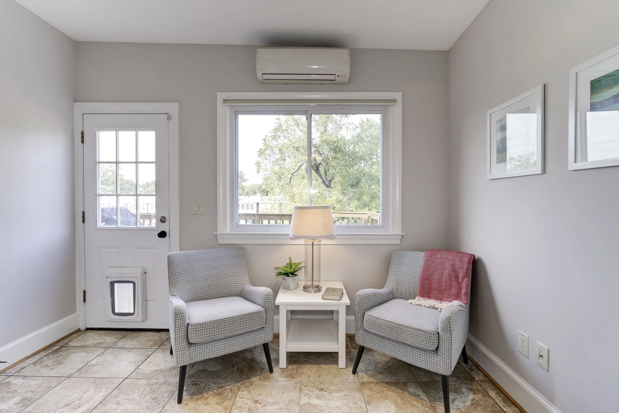 Bright light and a door to the deck for you, and for your four-legged companion.