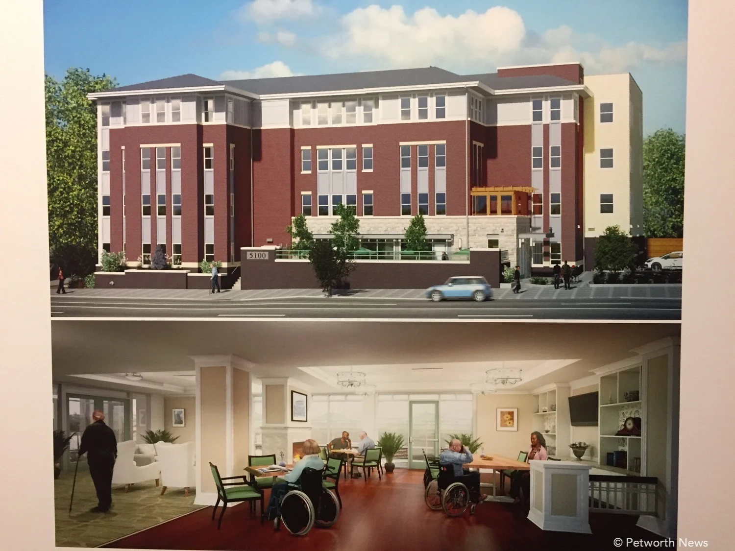 Proposed rendering of the Assisted Living building at 5100 Georgia Avenue NW