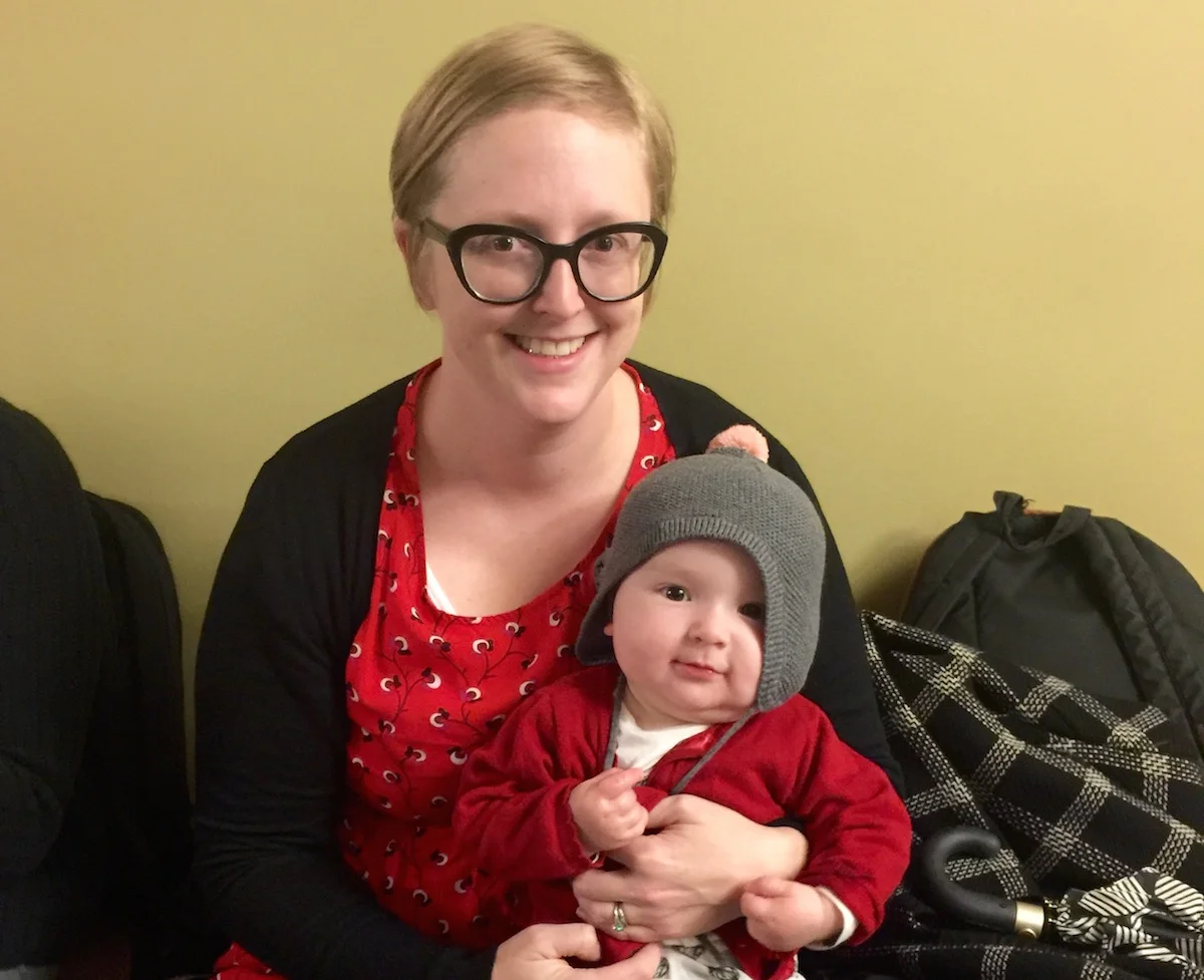 The author and her 7-month old at the Wilson Building.