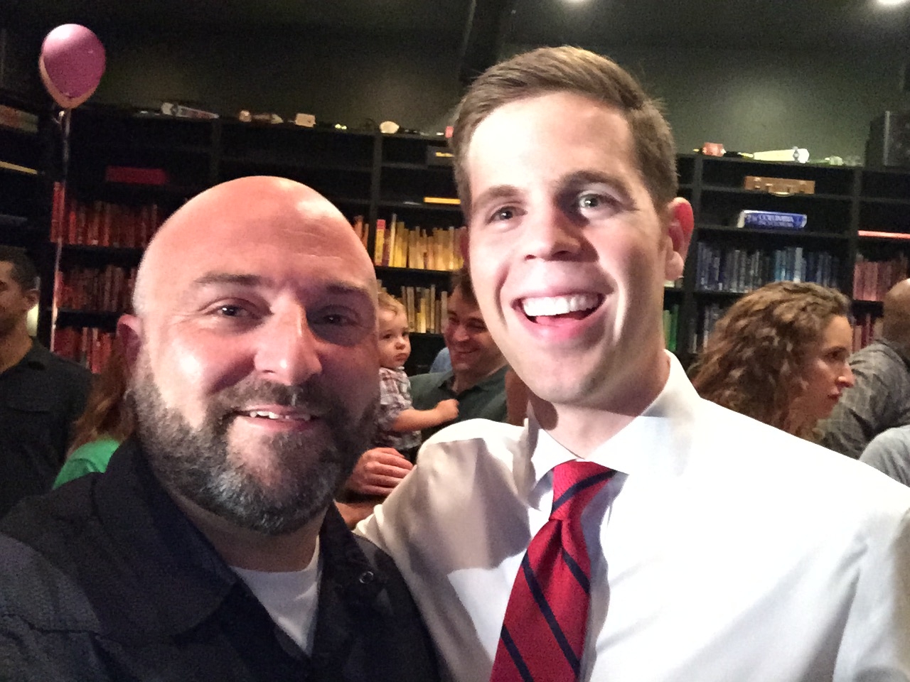   Josh Brown (CM Bonds Community Outreach Director) poses for a selfie at the Petworth News Shindig. June 29, 2015  