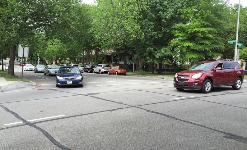 Car ends up in Grant Circle