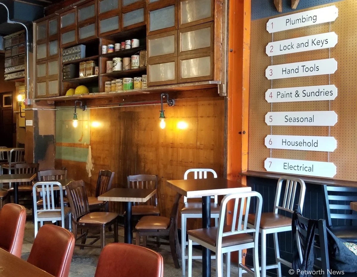 The tavern's design keeps true to its past incarnation as a hardware store