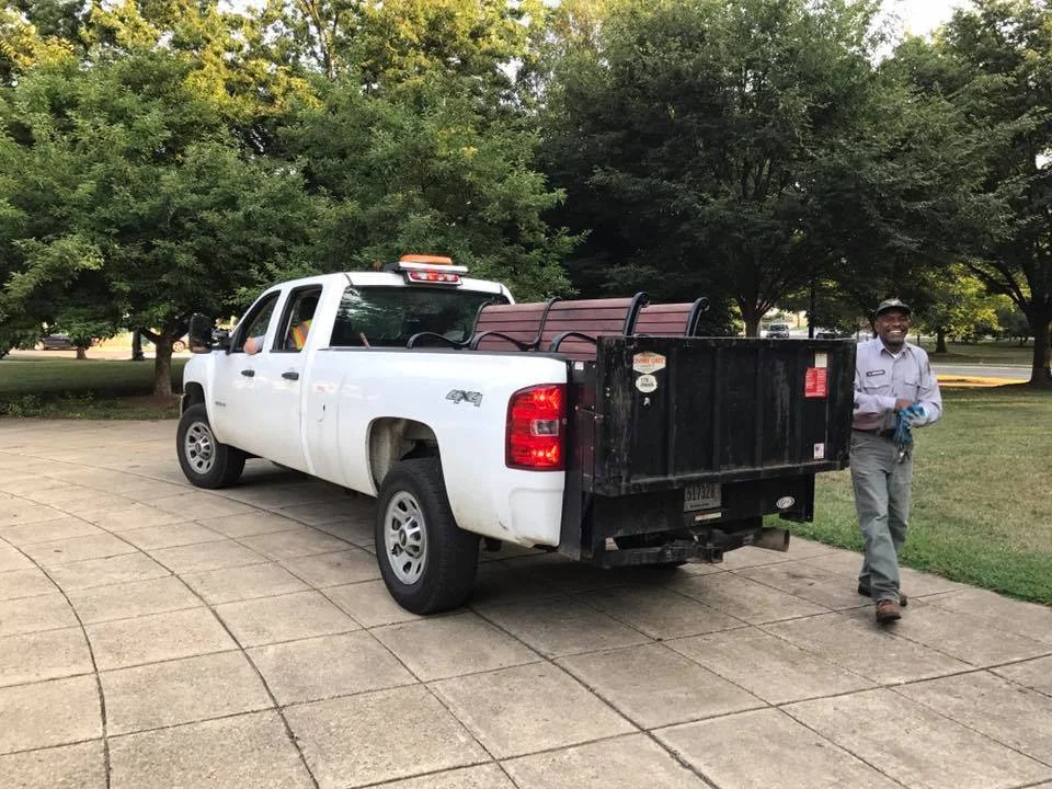The new benches arrived at 6:56am