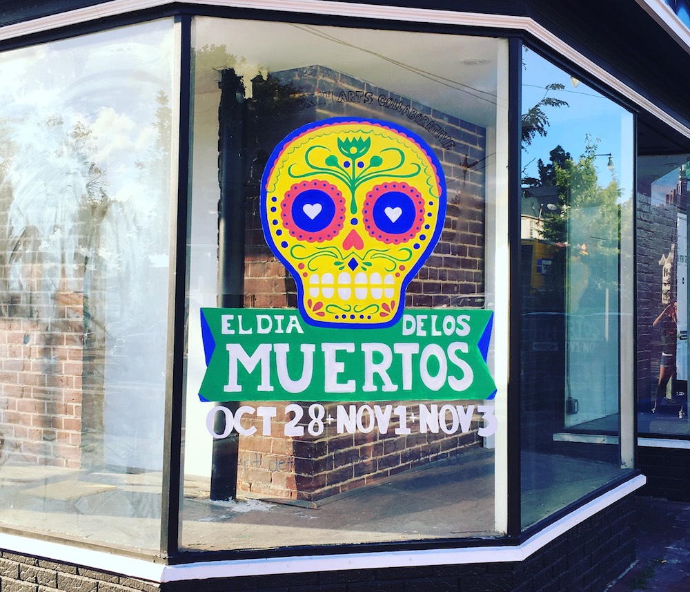 Have you visited the Petworth Dia de Los Muertos window nural up on Slims Diner? Take a photo in front of the window mural and tag #petworthartsdc! 