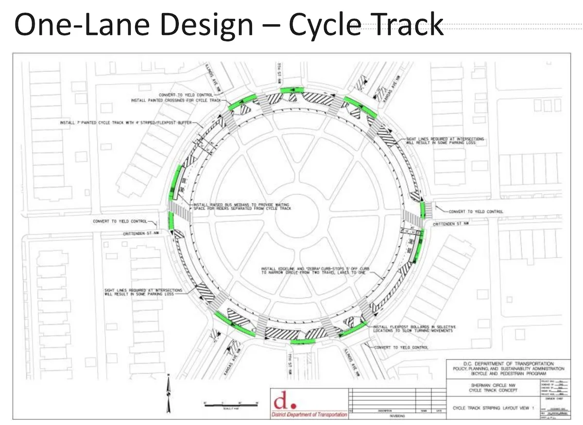 Proposed single-lane design for Sherman Circle.