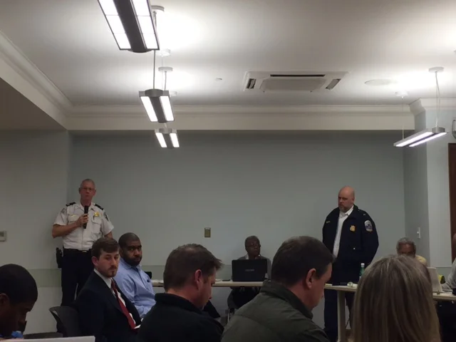 MPD Captain Brian Bray speaks at the meeting.