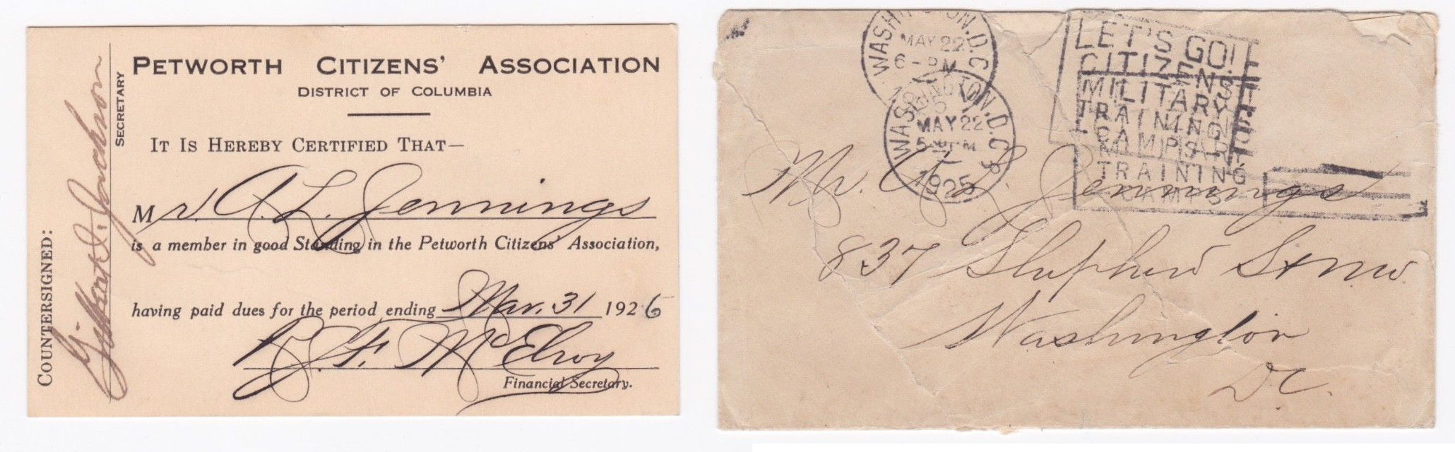 The card and the envelope from 1925. (photo: eBay )