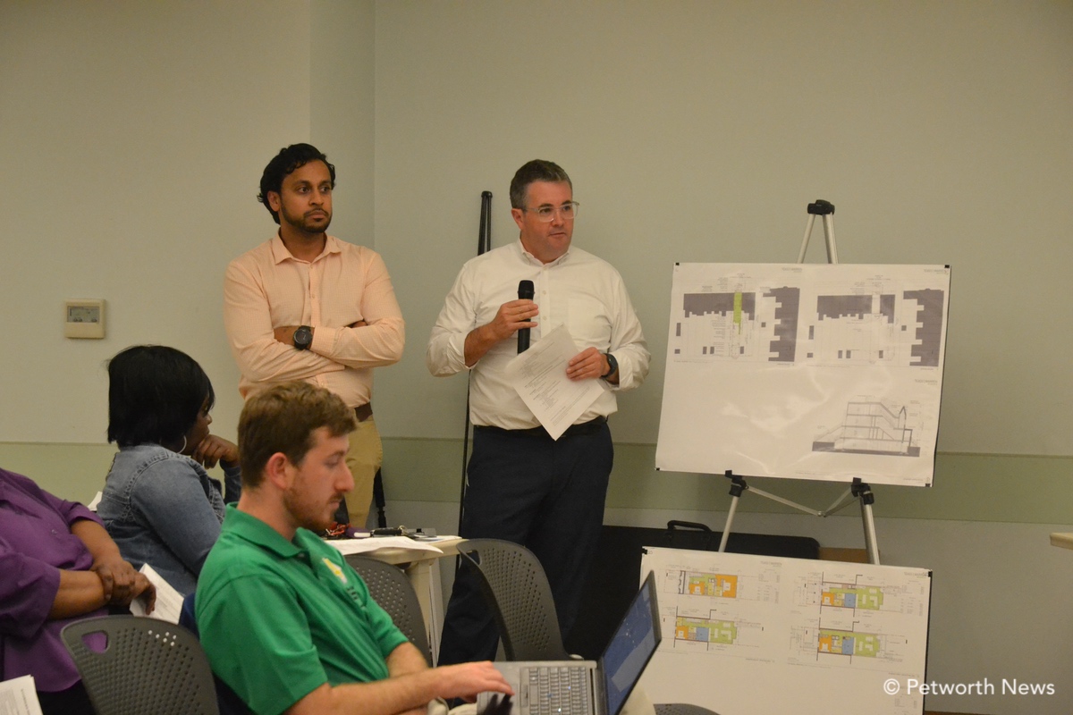 Developer and architect speaking about 716 Upshur redevelopment.