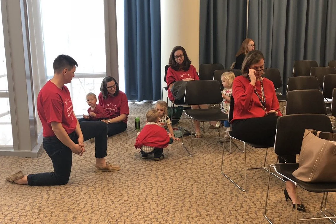 Families at the Council hearing on Thursday.