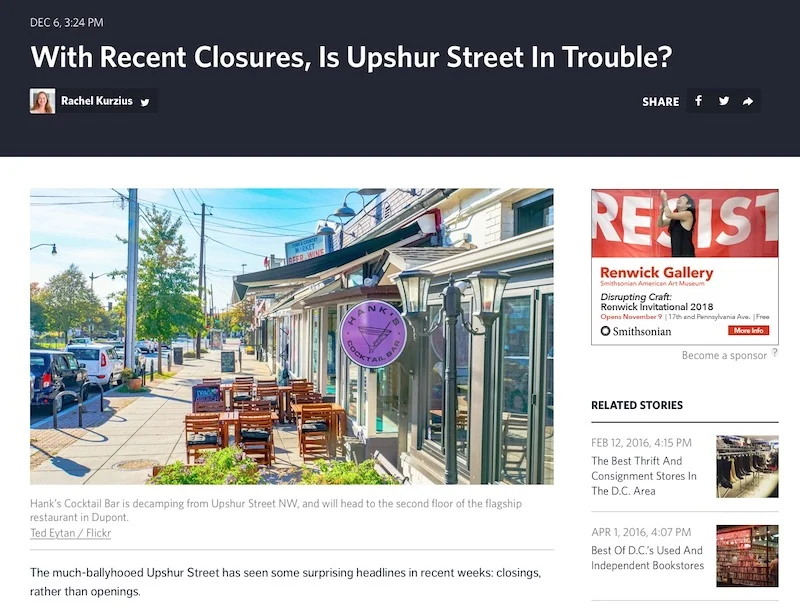 Screen capture of DCist website.