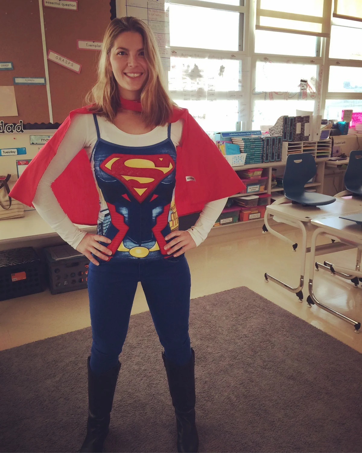 Cataneo dressed up as Supergirl at Powell (photo: Rachel Carson)