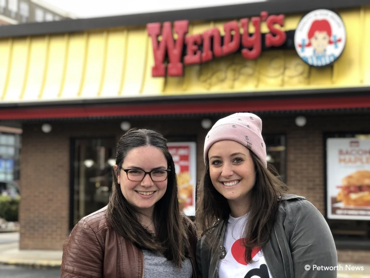 Shoshana and Lauren, standing outside of their new favorite fast food restaurant