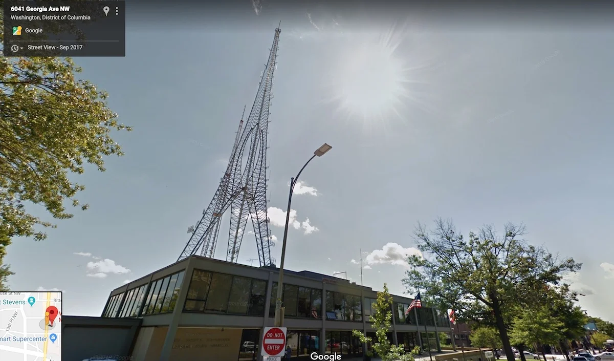Google Street view of the radio towers on Georgia Ave.