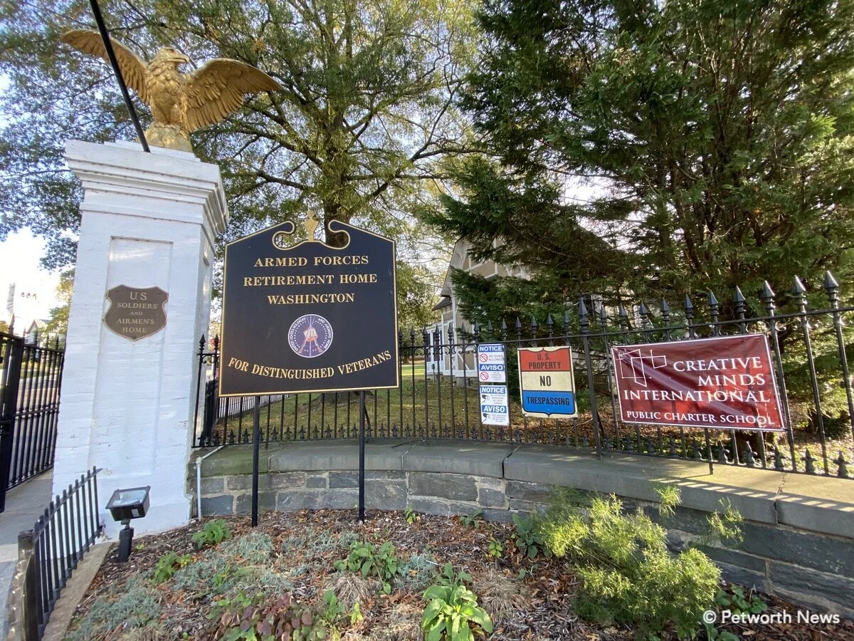 The gate outside of the Armed Forces Retirement Home