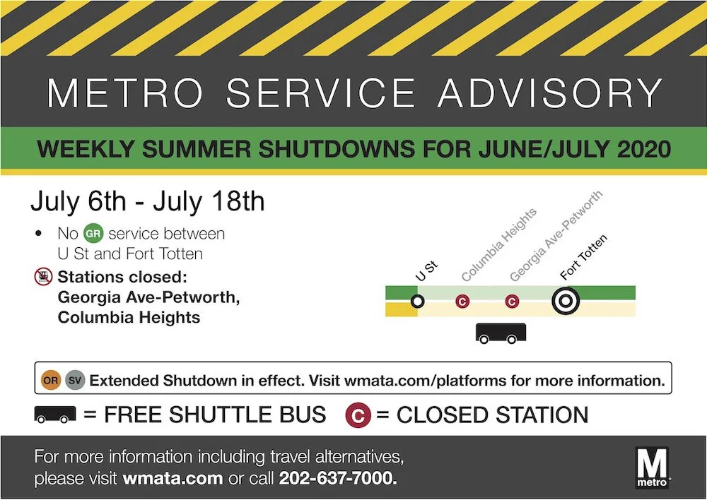 Metro to temporarily close Petworth &amp; CoHeights stations in July for maintenance (updated)