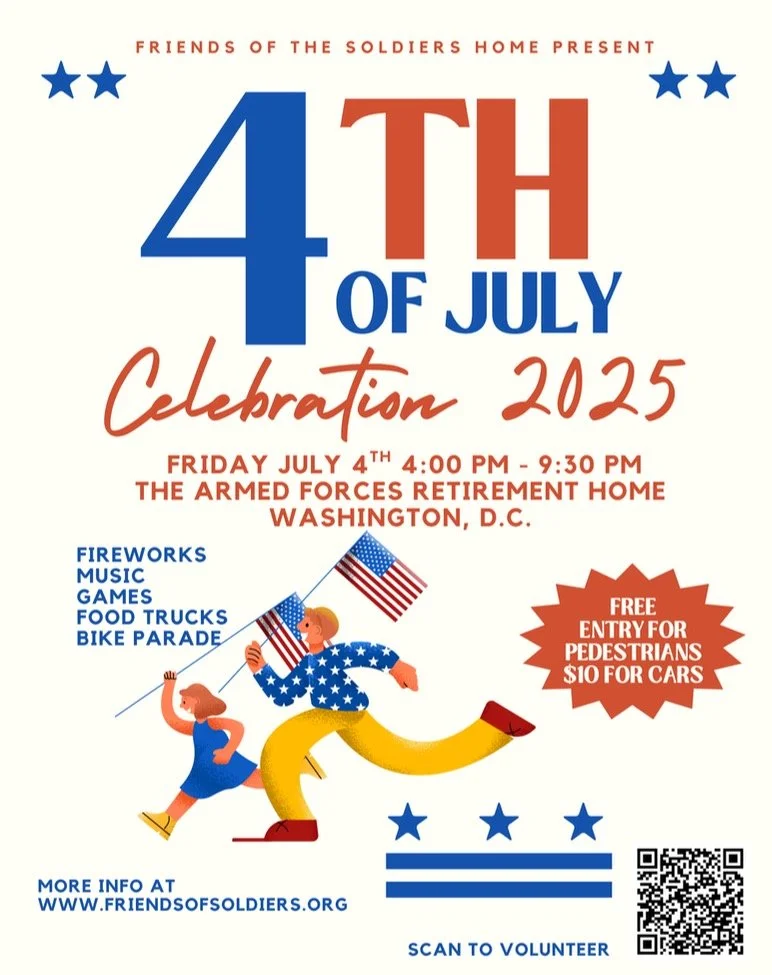 @friendsofsoldiers is putting on another great July 4th Celebration from 4pm-9:30pm in the giant field on the grounds of the Home (340 Rock Creek Church Road NW).

🇺🇸 Read more at Linktr.ee/PetworthNews
or
https://www.petworthnews.org/blog/july4-25