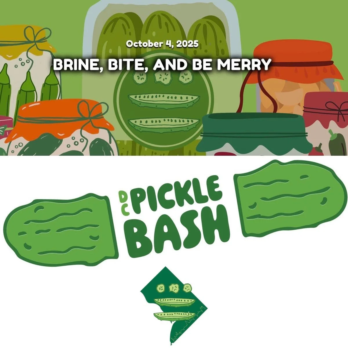 The 1st annual 🥒 @DCPickleBash 🥒 celebrates all things pickle in a vibrant festival bringing together pickle enthusiasts on Oct 4th, 10am-5pm. Enjoy the best pickle makers, pickle games, pickle art, pickle crafts &amp; pickle food &amp; drink. Plus